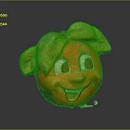 Adorable Orange Cartoon Shaped Decorative Household Item With Smiling Face And Green Leaves