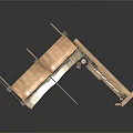 Industrial Equipment With Metal Support Frames Canvas Covering And Stacked Wooden Panels