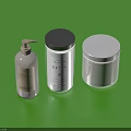Stylish Bathroom Accessories Including Pump Bottle Detox Container And Lidded Jar