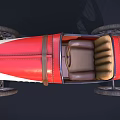 Vintage Race Car With Red And White Body Metal Grille And Leather Straps