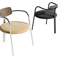 Modern Metal Frame Dining Chair With Comfortable Fabric Seat And Wooden Backrest