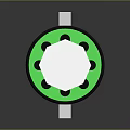 Green Circular Weapon With Octagonal White Center Black Dots And Side Panels 3d model