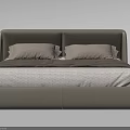 Modern Double Bed With Upholstered Headboard Quilted Comforter And Beige Pillows 3d model
