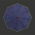Red Wooden Hexagonal Gazebo With Blue Roof And Decorative Railings