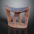 Traditional African Handcarved Wooden Stool With Curved Seat And Sculpted Legs