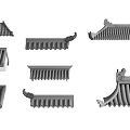Traditional Chinese Roof Components with Various Architectural Eave and Tile Designs 3d model