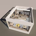 Modern Milk Tea Shop With Glass Facade Display Shelves Tables Chairs And Decorative Lights