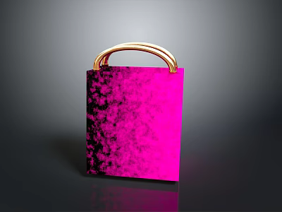 Stylish Pink Handbag with Gold Handle and Glittery Surface for Daily Use 3d model