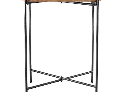 Modern Bar Stool With Black Metal Frame And Wooden Seat Top 3d model