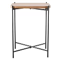 Modern Bar Stool With Black Metal Frame And Wooden Seat Top