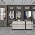 Modern Closet Interior Design Featuring Hanging Clothes Drawers And Decorative Painting