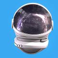 Futuristic White Astronaut Helmet with Starry Galaxy Visor against Blue Background