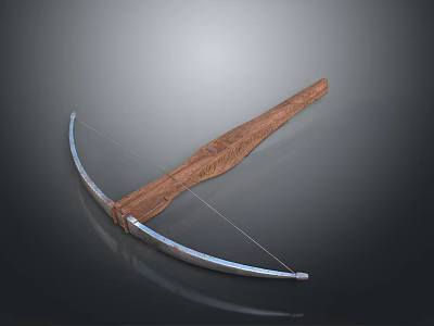 Traditional Handcrafted Wooden Bow With Polished Metal Components And Classic Design 3d model
