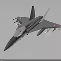 Gray F15 Fighter Jet Model With Missile Attachments And Reflective Surface 3d model