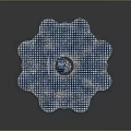 Luminous Blue Flower Shaped Grid Scenery With Circular Hole And Bottom Reflection