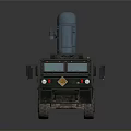 Green Military Truck With Multiple Wheels And Blue Radar Antenna On Heavy Duty Body