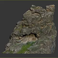 Natural Stone with Rugged Surface Moss Covered Authentic Organic Texture Details 3d model