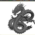Blue Flying Dragon With Scaly Body Curled Tail And Detailed Mane Design