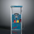 Blue Gasoline Pump With Digital Display Control Buttons Fuel Nozzle And Hose