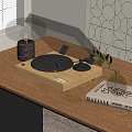 Stylish Decorative Ornament Set With Wooden Base Turntable Glass Dome And MATISSE Book