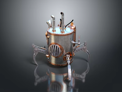 Steampunk Mechanical Creature With Metallic Body Legs And Pipe Accents In Detailed Design 3d model