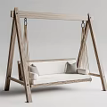 Comfortable Indoor Swing Chair With Wooden Frame And White Cushion