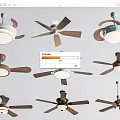 Multiple Styles of Ceiling Air Conditioning Fan Featuring Light and Blades in Different Colors