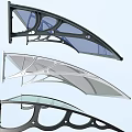 Outdoor Glass Canopy Structure With Transparent Panels And Metal Frame Design 3d model