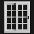 Modern Casement Window With White Frame Grid Pattern And Tempered Glass Design 3d model