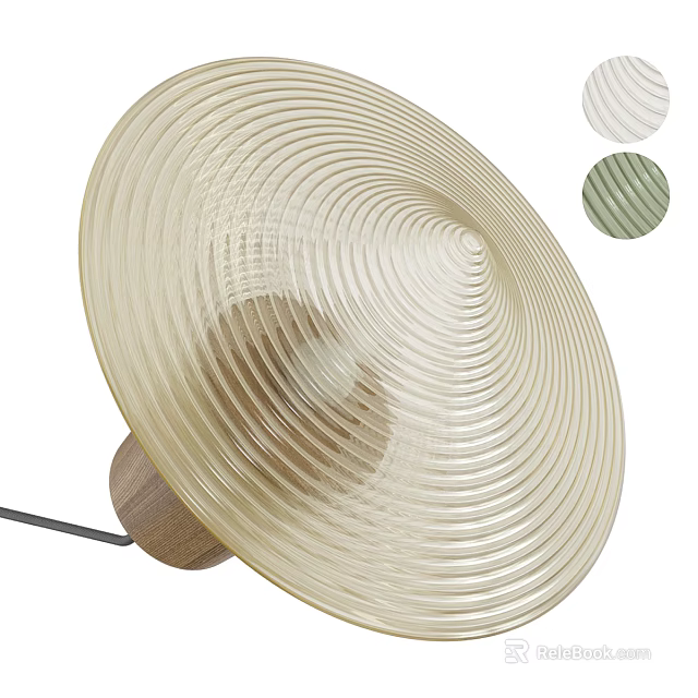 Ribbed Glass Table Lamp With Wooden Base And Multiple Color Options 3d model 