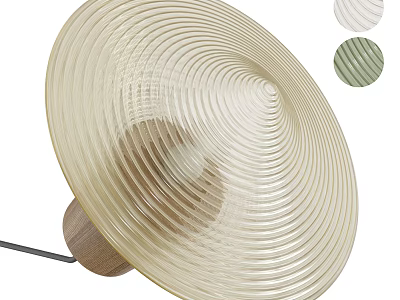 Ribbed Glass Table Lamp With Wooden Base And Multiple Color Options 3d model