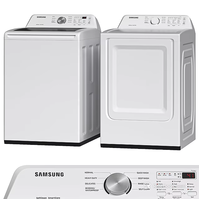Samsung White Washing Machine And Dryer Combo For Home Laundry Use 3d model 