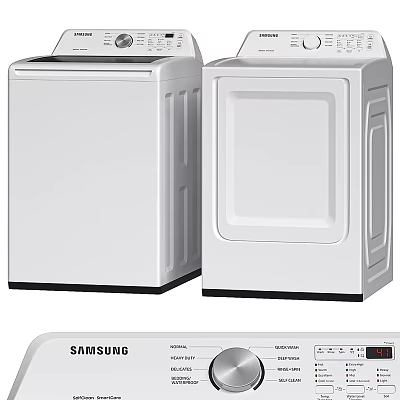 Samsung White Washing Machine And Dryer Combo For Home Laundry Use 3d model