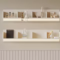 Light Colored Wall Mounted Decorative Shelves With Ornaments Sailboat Model And Book