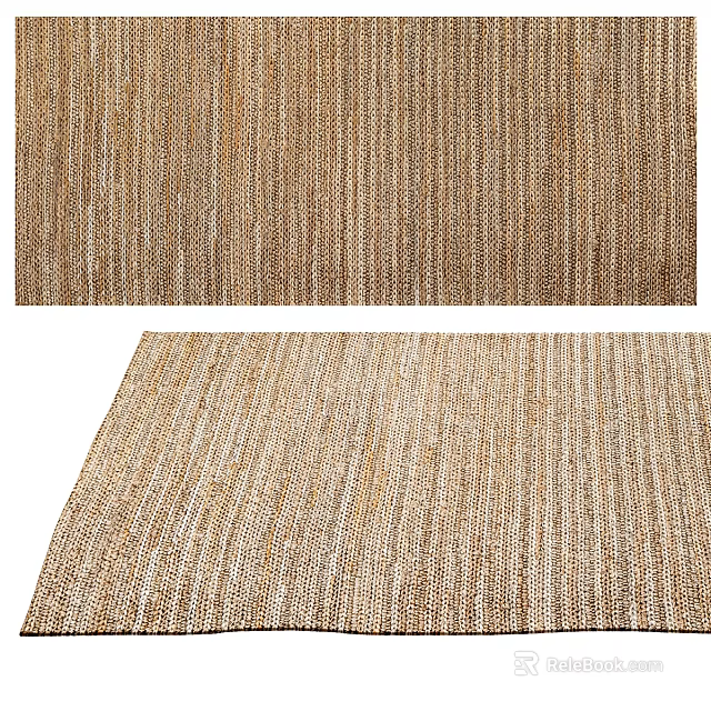 Square Area Rug With Natural Woven Texture And Tones 3d model 