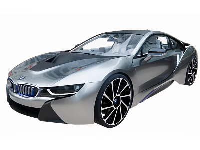 Silver BMW Concept Car With Sleek Futuristic Body And Stylish Aerodynamic Wheels 3d model