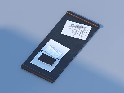 Wooden Desktop Organizer Tray With Notecards And Business Cards For Home Supplies 3d model