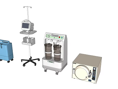 Medical Equipment Including Monitor Suction Device Sterilizer And Storage Case 3d model