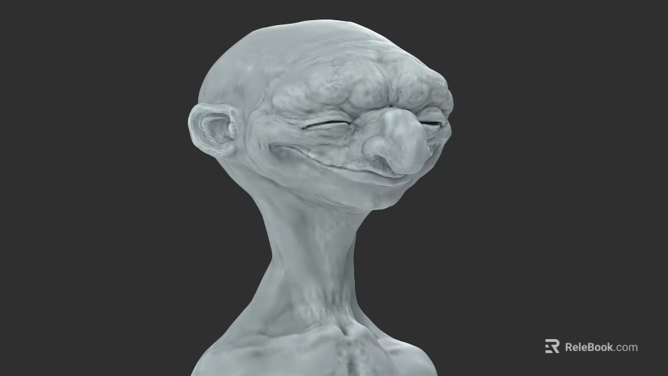 Game Movie Fantasy Character 3D Model With Large Nose Closed Eyes And Slender Neck 3d model 