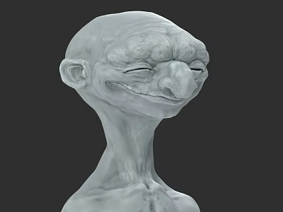 Game Movie Fantasy Character 3D Model With Large Nose Closed Eyes And Slender Neck 3d model
