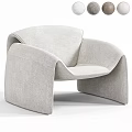 Modern Beige Upholstered Leisure Chair With Curved Design And Matching Ottoman