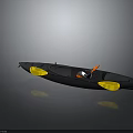 Black Kayak With Yellow Floats And Orange Seat On Gray Background