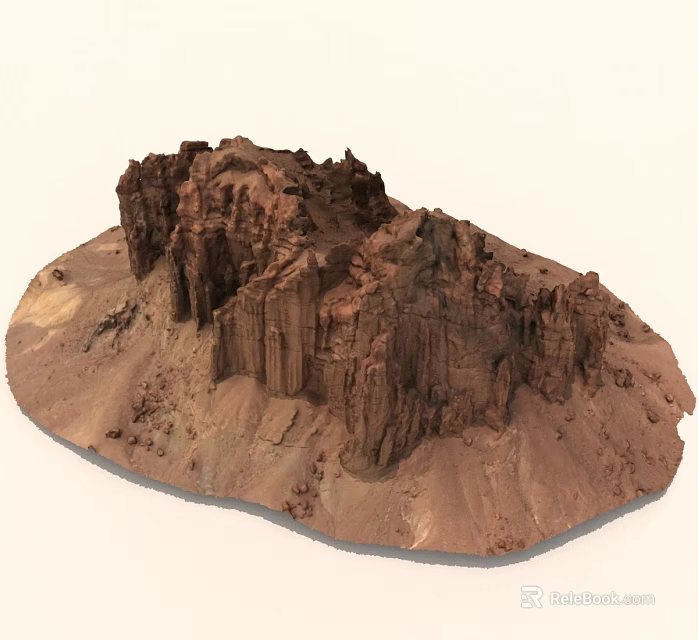 Detailed Red Rock Formation Model Displaying Natural Geological Terrain Structure 3d model