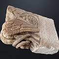 Exquisite Stone Wood Carving Artwork With Intricate Patterns And Decorative Details