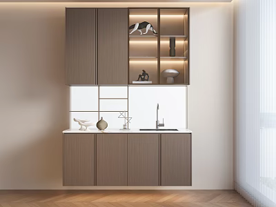 Modern Sideboard Interior Design With Open Shelves Lighting And Decorative Accents 3d model