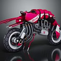 Futuristic Red Storm Motorcycle With Sleek Mechanical Design And Exhaust Pipes
