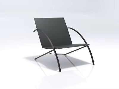 Modern Minimalist Single Chair With Black Metal Frame Curved Armrests And Flat Seat 3d model