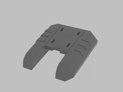 Grey Mechanical Component 3D Model With Geometric Edges And Mounting Holes 3d model