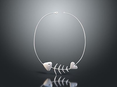 Modern Bracelet Fishbone Bracelet Silver Bracelet Jewelry 3d model