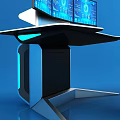 Modern Office Workspace Setup With Multiple Screens Ergonomic Chair And Desk